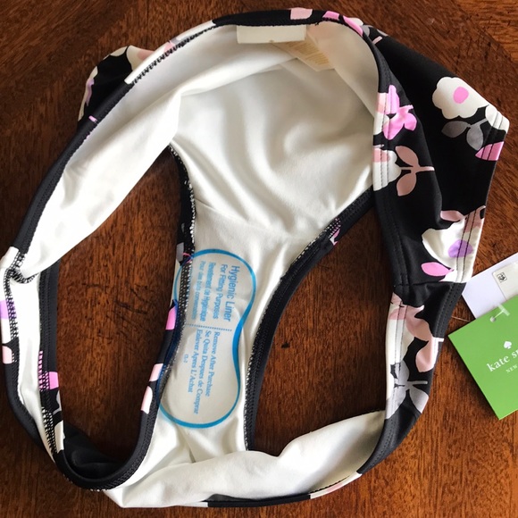 NWT Kate Spade Black Floral-Print Bikini Bottom XL - Picture 11 of 11